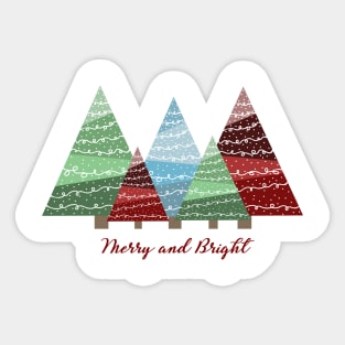 Merry and Bright Modern Festive Christmas Trees Sticker